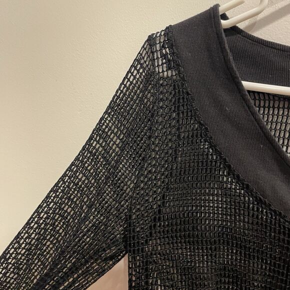 Emilio Pepe Ray Black Mesh Zip-up Jacket Size S Bomber Witchy Y2K Artsy Sheer - Picture 3 of 11